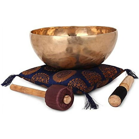 Ajunyhimalayansoundhealingsingingbowlmeditationhandhammaredplain ajuny himalayan sound healing singing bowl meditation hand hammared plain golden bengali bowls with cushion striker and drum stick size dia 28 cm