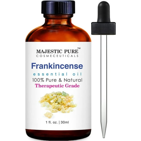 majestic pure frankincense essential oil, premium grade, pure and natural, for aromatherapy, massage, topical & household uses, 1 fl oz